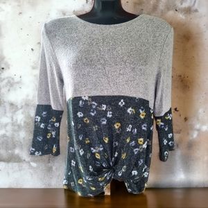 3/$40 Sale! Market & Spruce Soft and Cozy Front Knot Floral Top